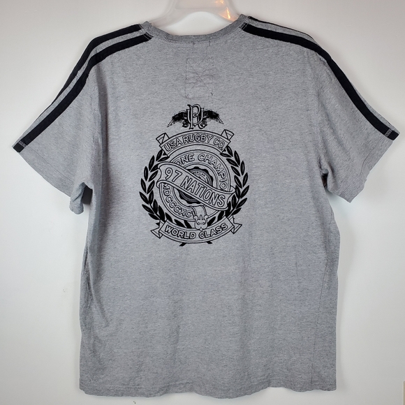 US RUGBY Co Slim Fit Gray T Shirt Top 3XL Mens Patch Embroidered 1907 - Picture 7 of 15